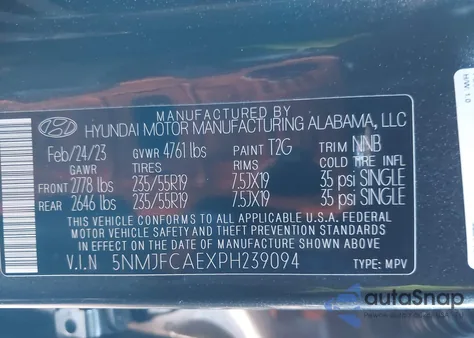 2023 Hyundai Tucson Sel z USA, uszkodzony, nr VIN 5NMJFCAEXPH239094